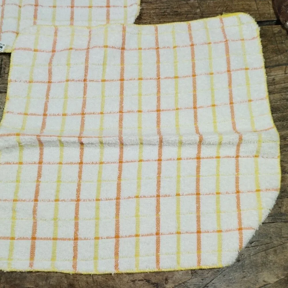 Vintage Fashion Manor JC Penney Kitchen 4 Hand Towel 3 Washcloth Orange Yellow
